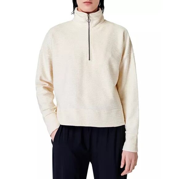 Sweaty Betty Cream Rest Up Half Zip Long Sleeve Textured Pullover Size 4 - Picture 1 of 14